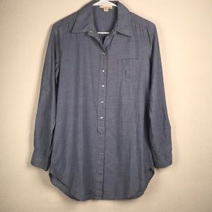 Twentyone Chambray Denim Pearl Snap Shirt Blue Sm